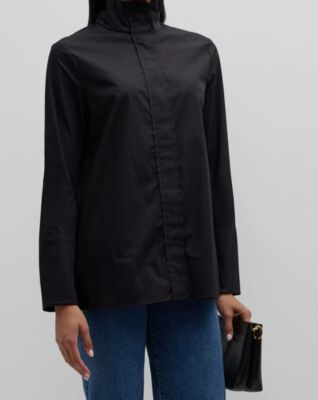 $330 ARIAS New York Women's Black Signature Long-Sleeve Blouse Size 8