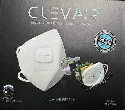 CLEVAIR- Face Mask with Cooling Fans, Rechargeable Battery, Respirator BRANDNEW!