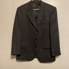 Bachrach Men's Gray Blazer Size 42L 3 Button Up Wool Cashmere Blend 3 Button Up