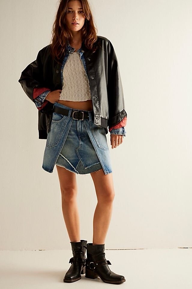 Free People We The Free Bare With Me Denim Mini Skirt in