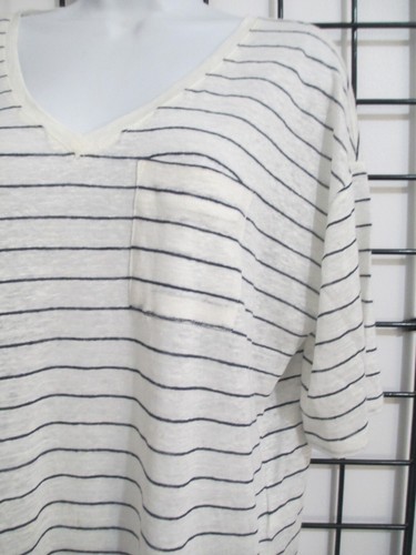 CYNTHIA ROWLEY 🌸SIZE SMALL==BLACK & WHITE / LINEN / SHORT SLEEVE KNIT TOP - 第 3/6 張圖片