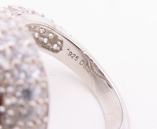 925 Sterling Silver Vintage Ring Oval Cut Sapphire Halo Topaz Sz 7.5 RG29905 - Picture 6 of 7