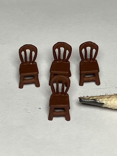 Vintage Mini Miniature 1:24 Scale Metal 4 Pc Kitchen Chairs Set Dollhouse