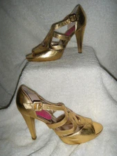 Poetic Licence: “Dance With Me" Gold Stiletto Heels. Size- 8 1/2