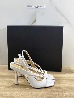 Aldo Castagna Sandalo Donna Lea In Pelle Bianco Con Tacco Luxury