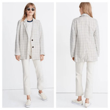 Madewell linen Dorset Blazer in plaid Windowpane Size XXS oversized relaxed fit