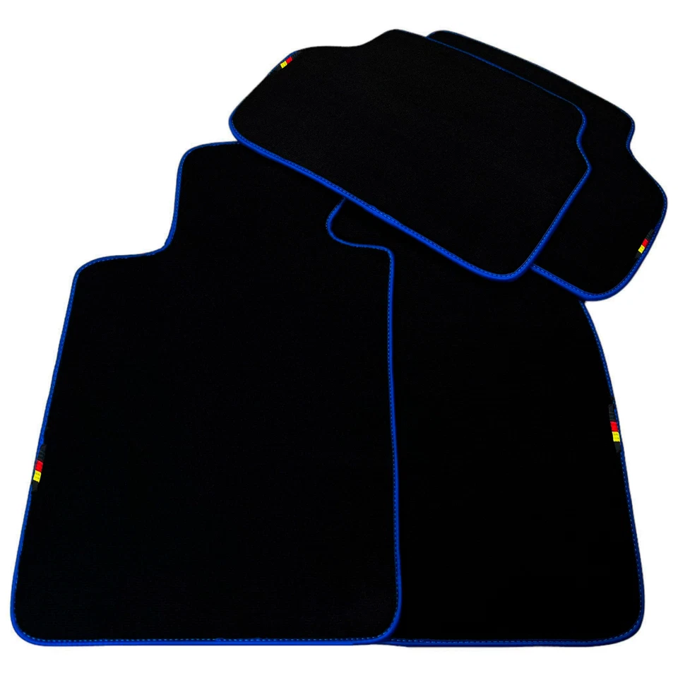 Alfombrillas negras marca AutoWin para BMW Serie X1 E84 SUV (2009-2015) molduras azules Foto 4 de 4