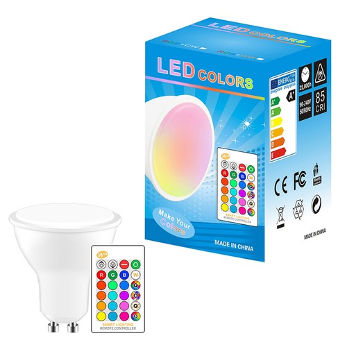 8W GU10 RGB LED Light Bulb Dimmable Colour Changing Remote Spotlight Downlight - Picture 10 of 13