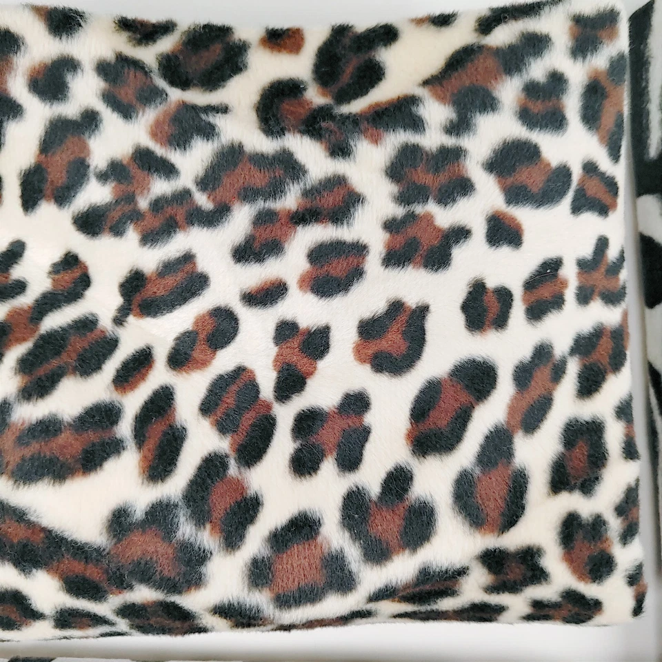 Faux Fur Animal Print Fabric Remnants Lot of 3 Designs Leopard Zebra and Pinto - Image 4 of 4