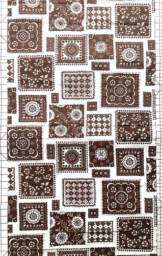 Vtg Cranston Fabric Schwartz Liebman Retro Dark Chocolate Brown White 1+3/4 Yds