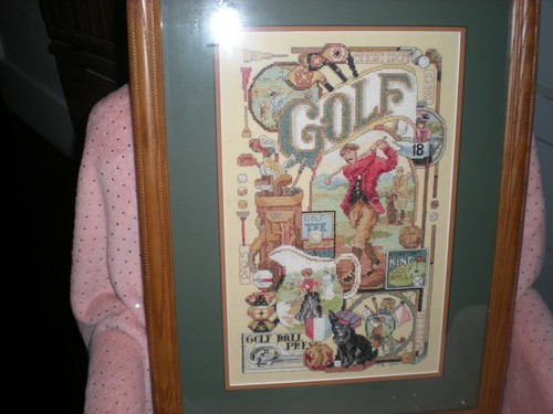 bucilla golfing memorabila cross stitch frame art - Picture 2 of 3