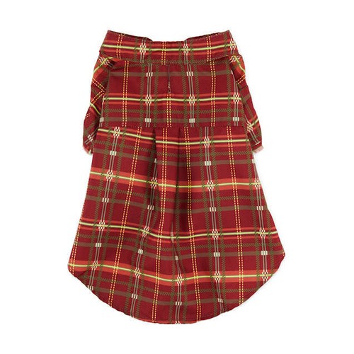 YOULY The Hipster Burgundy Plaid Dog Button-Up Shirt, X-Large