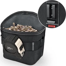 Tool Pouch Nails Screws Bag with Belt Clip (XL, Black)