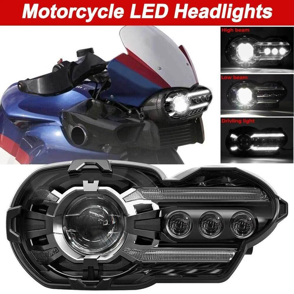 E-24 LED Headlights w/DRLs Hi/Lo Beam For BMW K1200R 2005-2009 K1300R 2010-2013 - Image 4 of 4