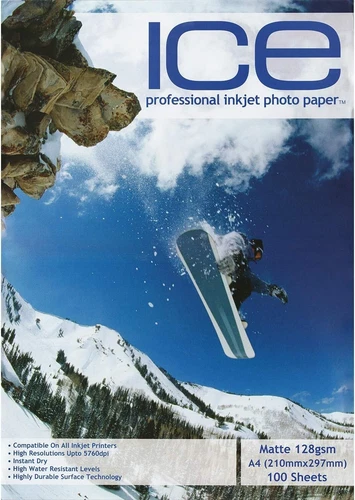 100 Sheet ICE 128 gsm Matt A4 Single Sided matte coated Professional PHOTO paper