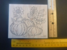 Pumpkins and Sunflowers - Wood Mounted Rubber Stamp