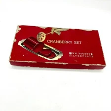 WM Rogers Silverplate Cranberry Set Vintage Serving Tray Spoon Holiday