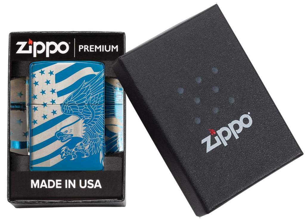 Zippo Windproof 360 Degree Engraved Eagle & Flag Lighter, 49046, New In Box