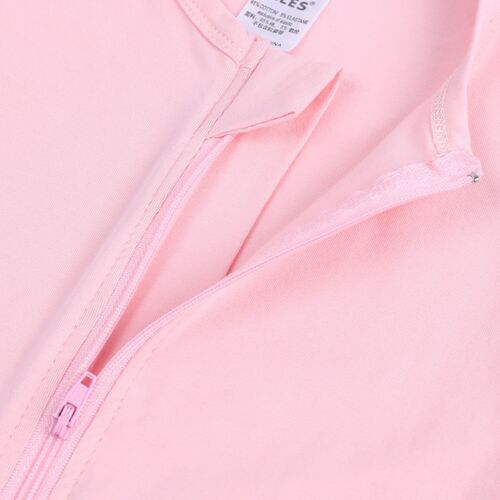 BABY ROMPER-Sleeper Short Sleeve Double Zipper Cotton Pink 3-6Mo Girl Bodysuit - Picture 3 of 13