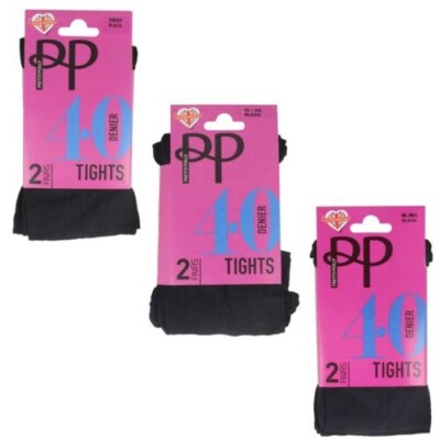 Ladies Pretty Polly PPERQ7 40 Denier 2 Pair Pack Tights