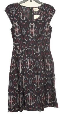 Mata Traders Dress Women s XS Purple Gray A Line Short Sleeve 100% Cotton