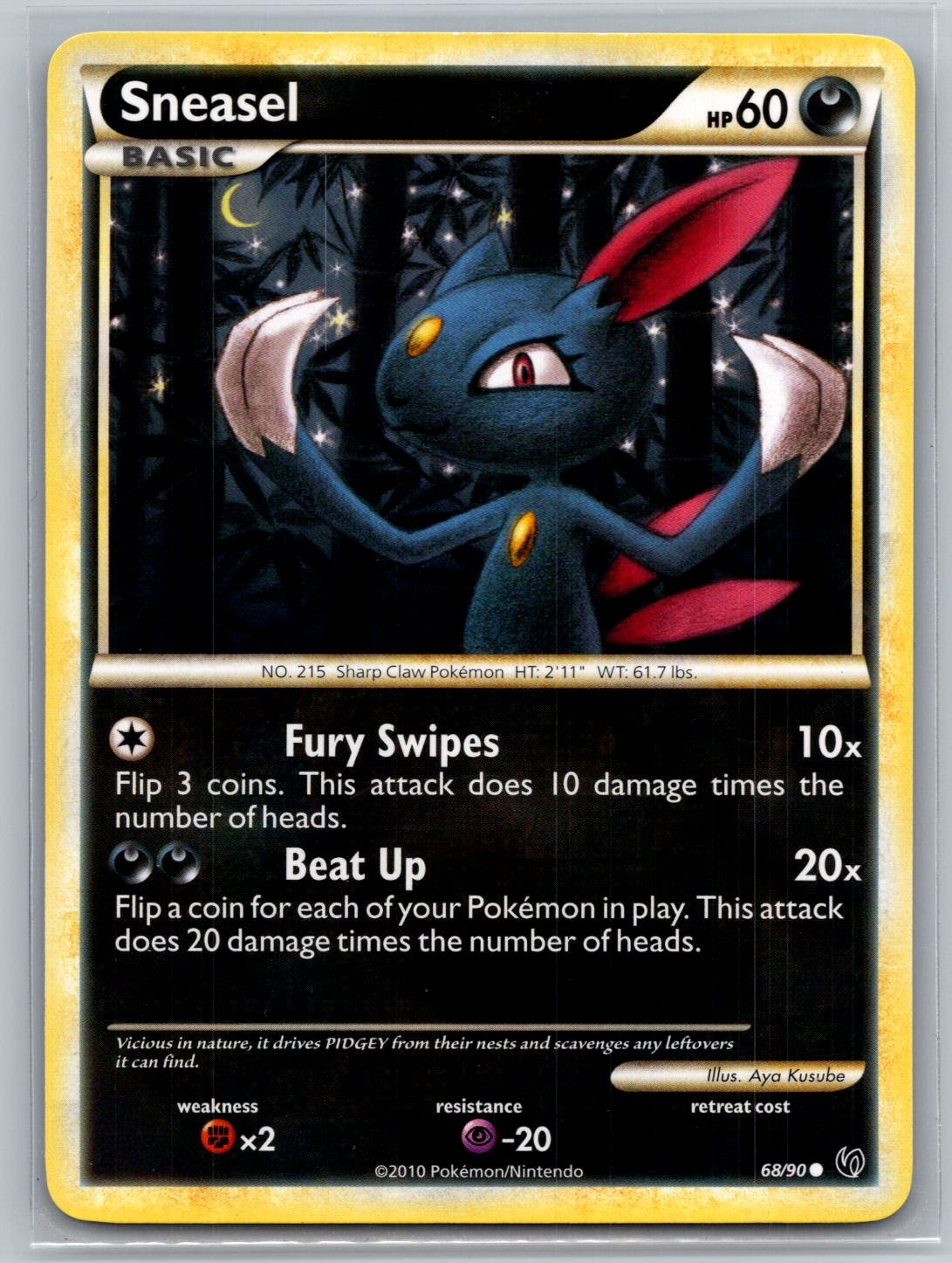 2010 Pokemon Sneasel 68/90 Common HGSS Undaunted LP