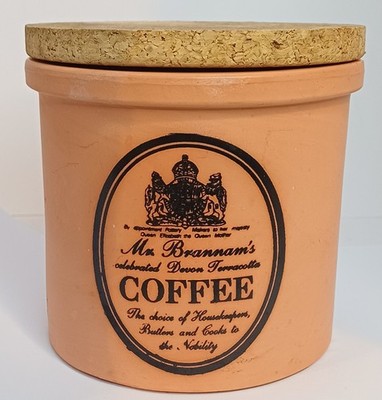 Mr Brannam's Kaffee Vorratsdose traditionelles Devon Terrakotta Glas & Korkdeckel 