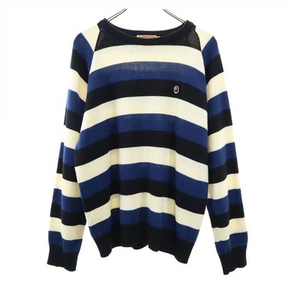 A BATHING APE wool blend border Long sleeve sweater L knit Men's
