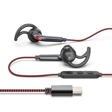 Wired USB C Headphones for Sports Running, Half in-Ear Earbuds with Microphon...