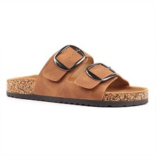 Lunar Rondo Damen-Sandalen hellbraun doppelte Schnalle Riemen bequem gepolstert