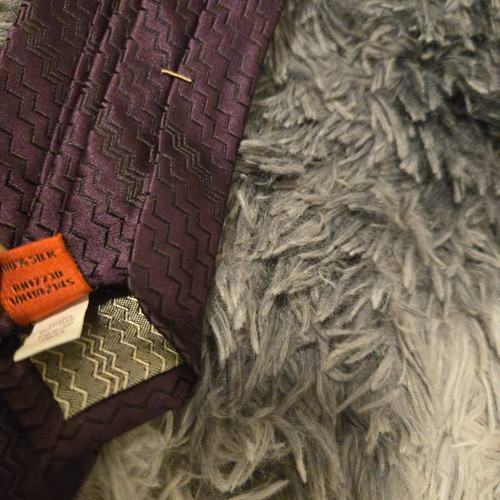 MISSONI Silk Men’s Tie Deep Purple And Black Chevron Necktie - Picture 4 of 6