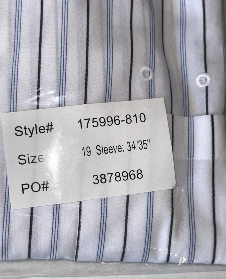 Camisa uniforme masculina manga longa listras brancas e azuis Fourmy By Cintas tamanho 19 34-35" - Imagem 3 de 4