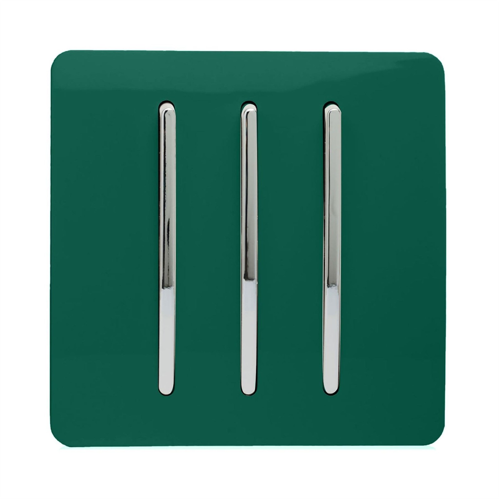 Trendi Switch 3 Gang 10Amp 1 Or 2 Way Dark Forest Green Rocker Light Switch - Image 2
