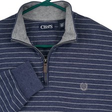 Chaps 1/4 Zip Pullover Mens XL Navy Blue Striped Long Sleeve Cotton Blend