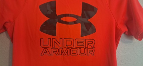 Under Armour Shirt Boys Size Youth M Loose Short Sleeve Orange - Picture 3 of 4