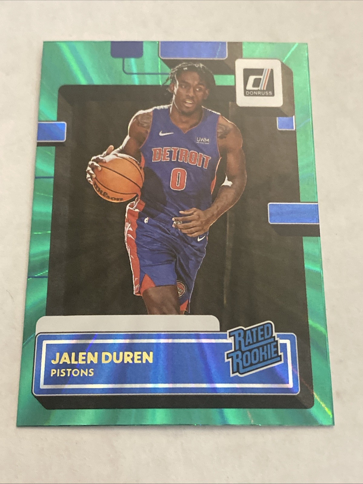 2022-23 Donruss Jalen Duren Green Holo Laser RC #213 PISTONS