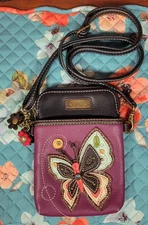 CHALA BUTTERFLY PURPLE CELL PHONE CROSSBODY PURSE ADJUSTABLE STRAP