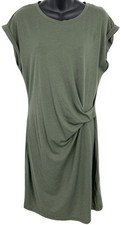 Gap Womens Drape Knot Tee Dress Size Medium M Olive Green Cap Sleeve Scoop New