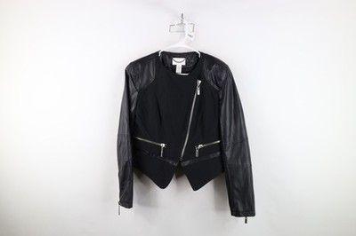 Vintage Cache Womens Large Quilted Asymmetrical Zip Cropped Motorcycle Jacket