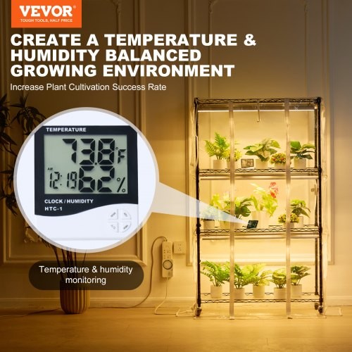 , Grow Light Shelf With Cover And Thermometer,