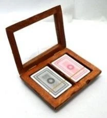 THORNESS 2er Set Spielkarten in LUXUS HOLZBOX