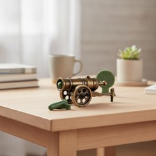 Metal Miniature Cannon Model - Shoots Projectiles, Desktop Collectible
