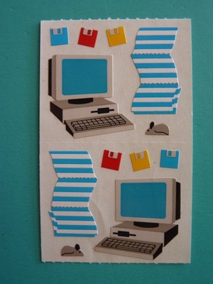 Vintage 1994 Mrs. Grossman's Stickers COMPUTER WARE (2) Mods 2'' x 1.5''