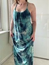 Blue teal tie-dye maxi dress by Hollywood y2k 2000s popular brand Gypsy 05 Small