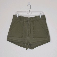 Free People Shorts Sz 10 High Rise Pockets 100 Cotton Neutral Utility Cargo