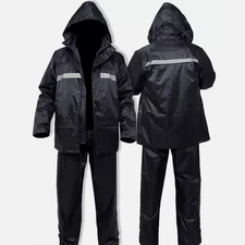 Safety Rain Suits Raincoat Rain Jacket With Hoodie and Rain Waterproof Black