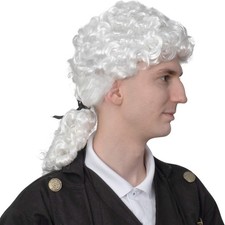 Skeleteen George Washington White Rubber Wig - Historical Colonial Powdered Wig
