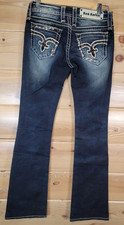 Rock Revival Jeans Venus Boot Women Size 26 Sequin Distressed Blue NWOT