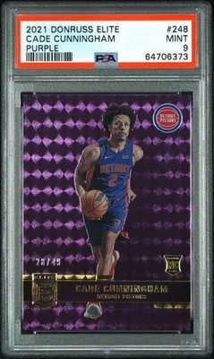 2021-22 Donruss Elite CADE CUNNINGHAM Rookie PURPLE 28/49 #248 PSA 9 Pistons