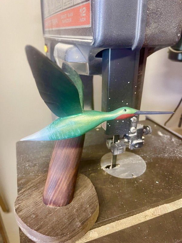 Wood Flying Hummingbird Hand Carved And Painted